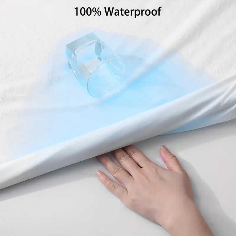 Jointless Recommended Premium & Export Quality Terry Cotton 100% Waterproof Fitted Style Mattress Protector- White