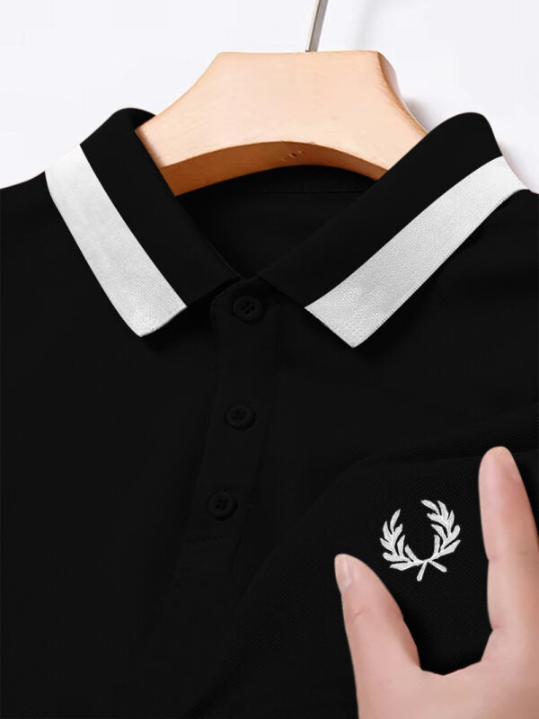 Fred Perry Logo Black Lycra Polo Shirt