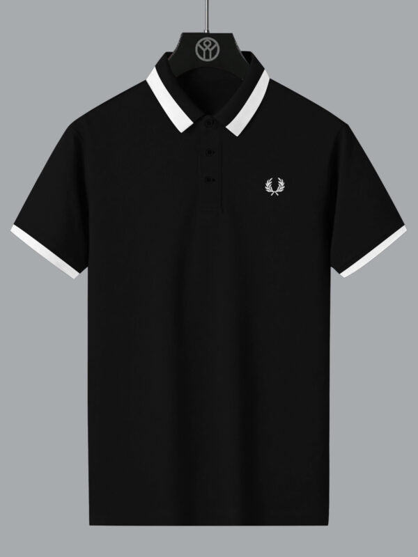 Fred Perry Logo Black Lycra Polo Shirt