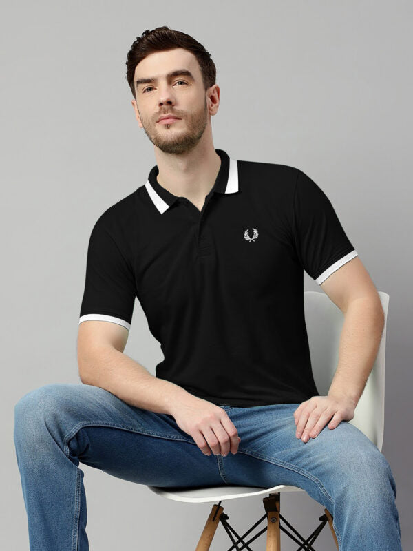 Fred Perry Logo Black Lycra Polo Shirt