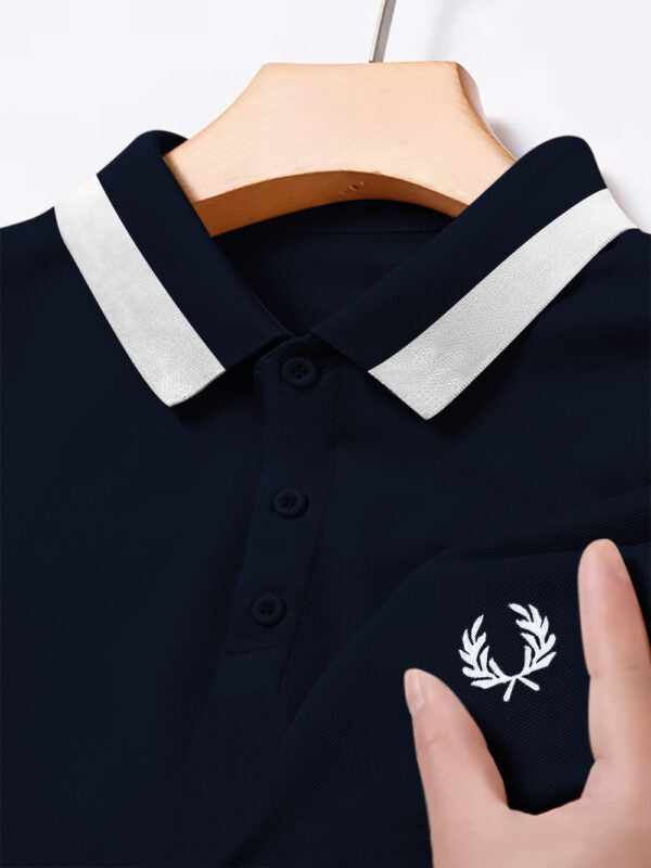 Fred Perry Logo Navy Lycra Polo Shirt