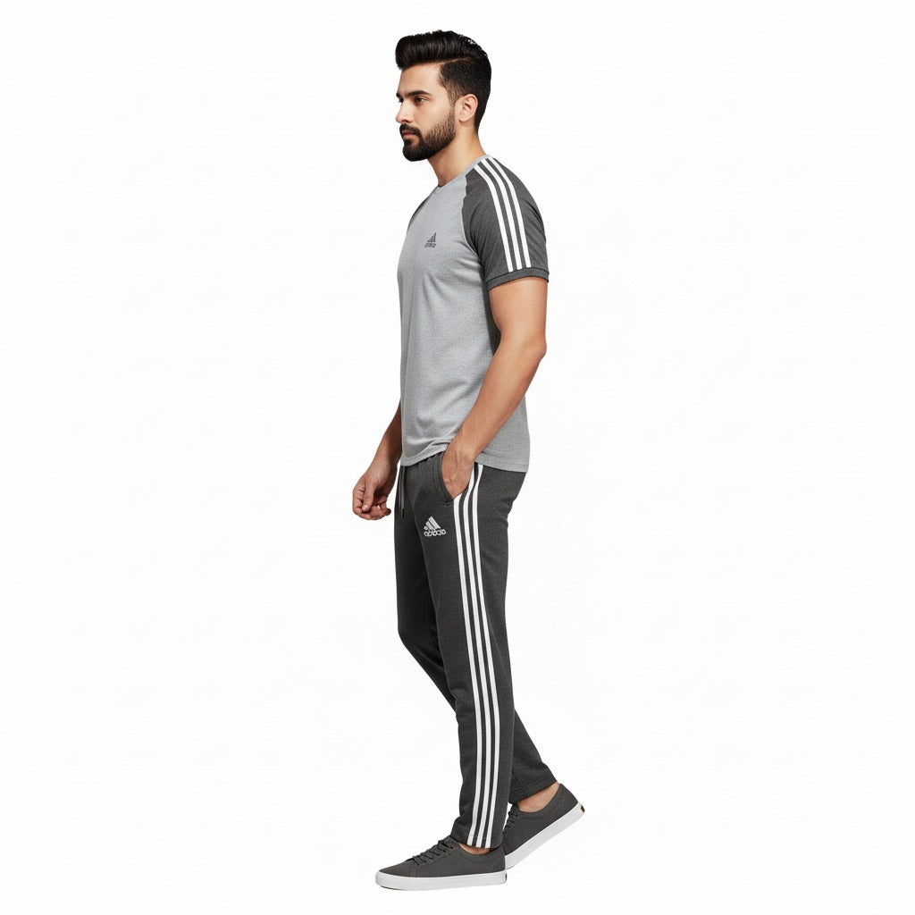 Adidas Cotton Track Suits - Gray