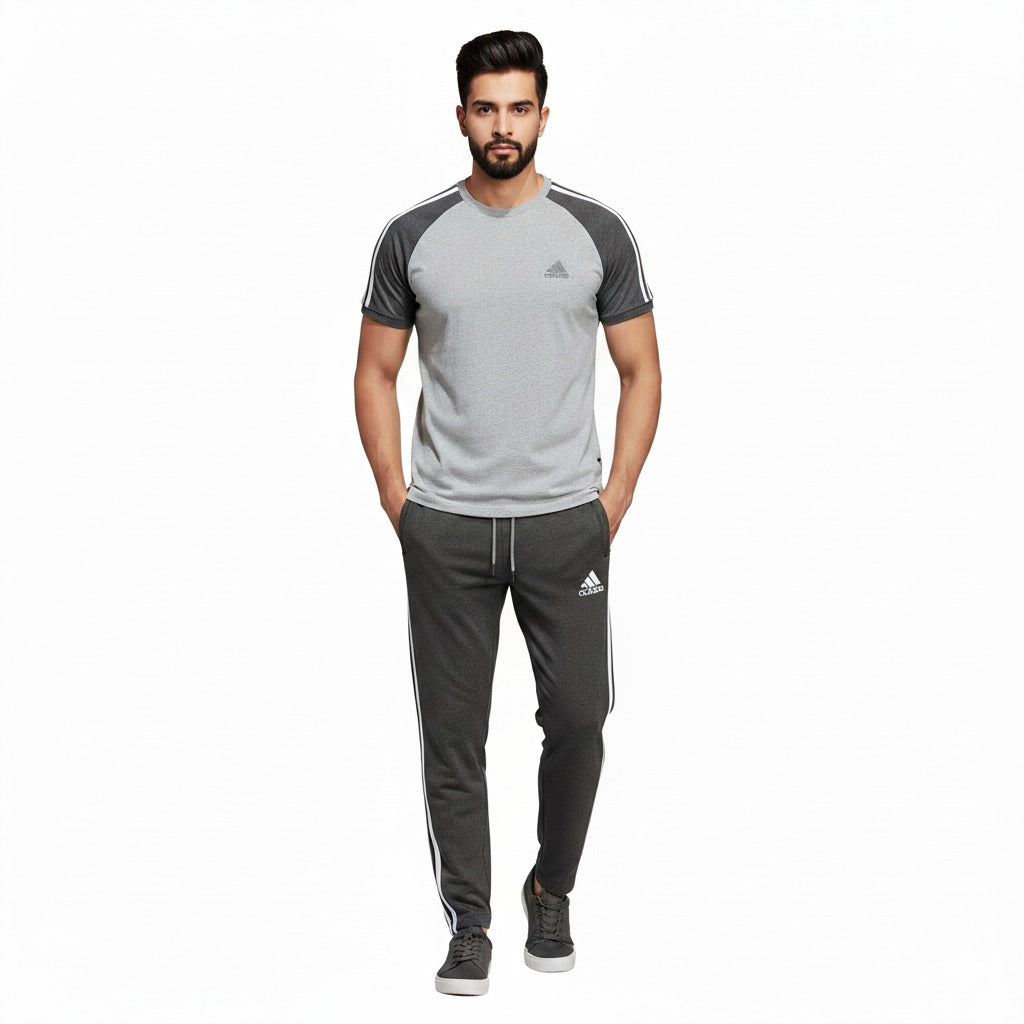 Adidas Cotton Track Suits - Gray
