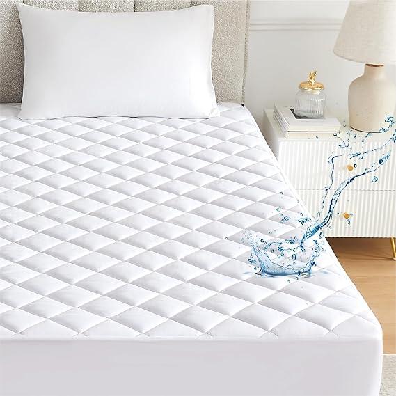 Soft Cotton Quilted 100% Waterproof Fitted Mattress Protector-White
